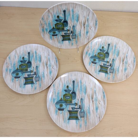 4-Retro Rare 60s Texas Ware Melmac Serving Kitchen MCM Plates - Picture 4 of 9